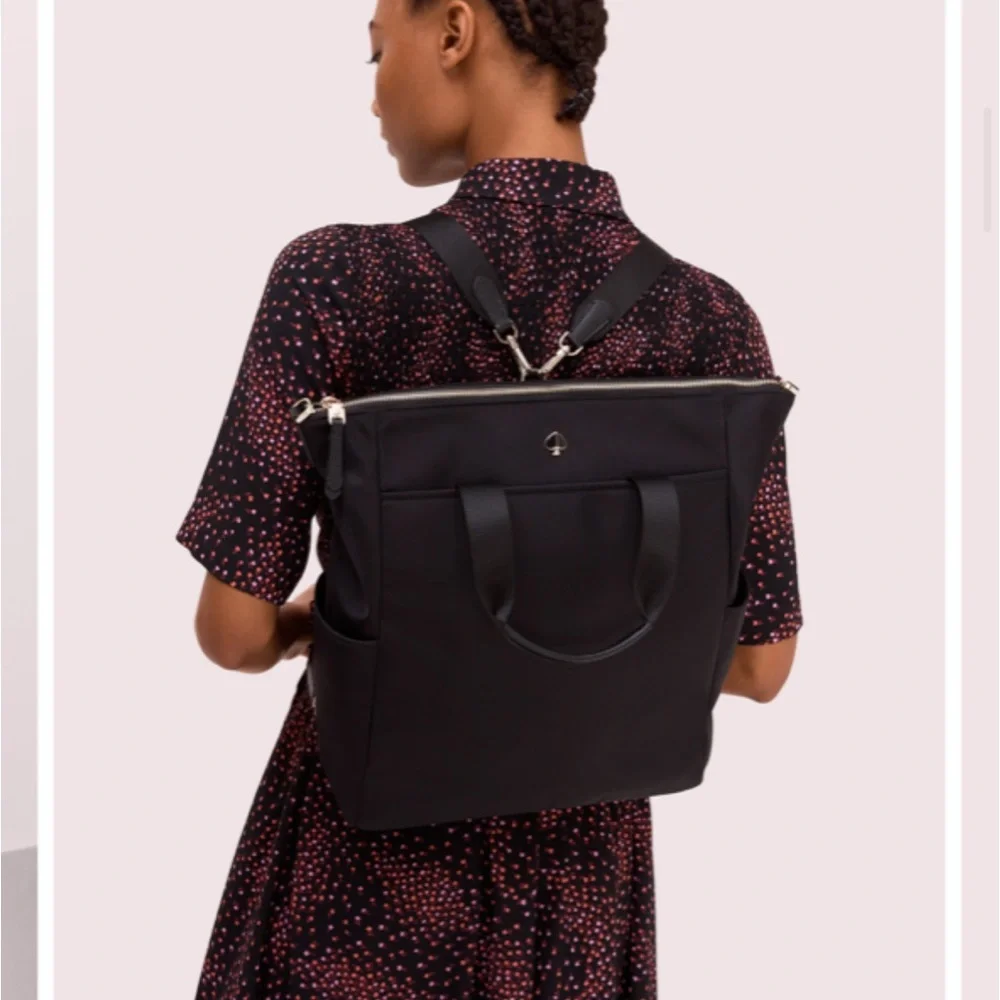 kate spade Black Nylon Top-Handle Backpack Tote